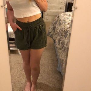High waisted army green shorts